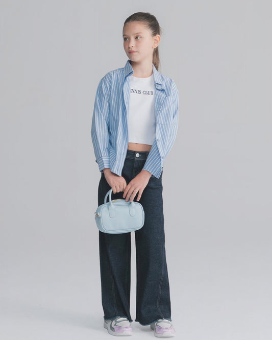 Set camicia e t-shirt slim cropped - Righe