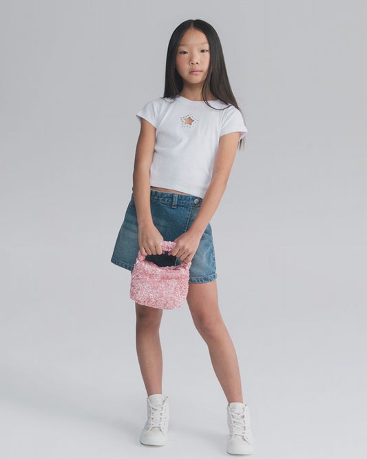 Short finta gonna in denim 100% cotone - Denim