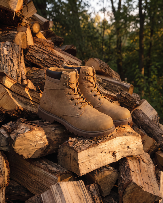 Lace-up polyurethane boots for men - Yellow